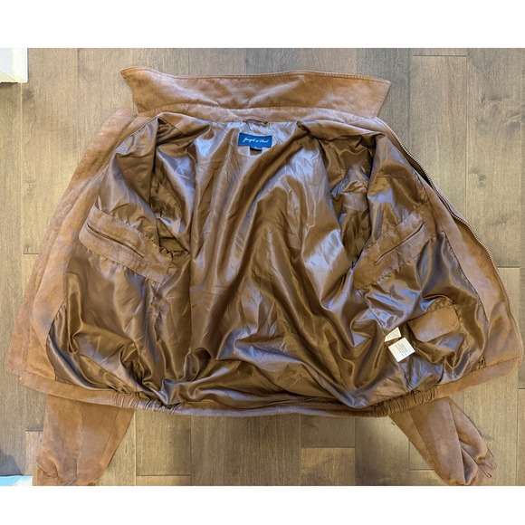 Joseph & Feiss Unisex Brown Suede Bomber Jacket Full Zip Collared Size M - Picture 7 of 9